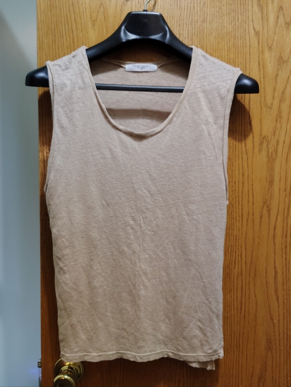 Project Social T Neutral Beige Sleeveless Crewneck Tank